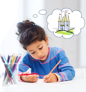 Child drawing her imagination